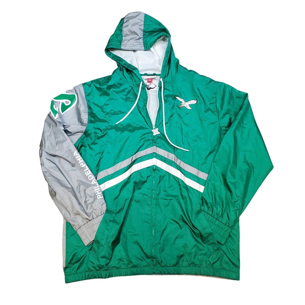 Mitchell Ness Philadelphia‎ Eagles NFL Throwbacks 1/4 Zip Hooded Windbreaker 2XL